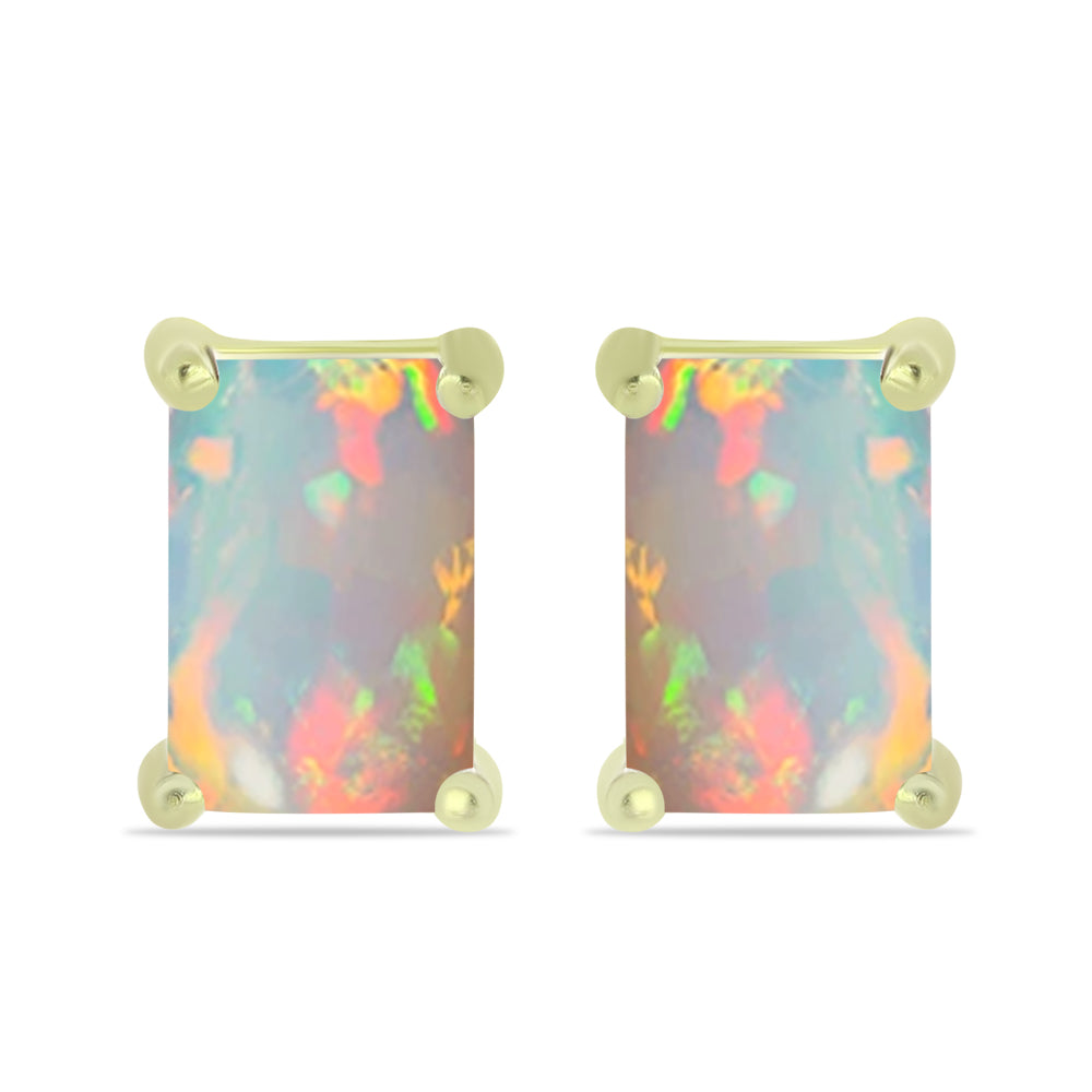 Brincos de Prata com Banho de Ouro com Opala da Etiópia de Lega Dembi 1 