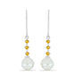 Brincos de Prata com Citrino de Ural e Pérola Branca de Água Doce
