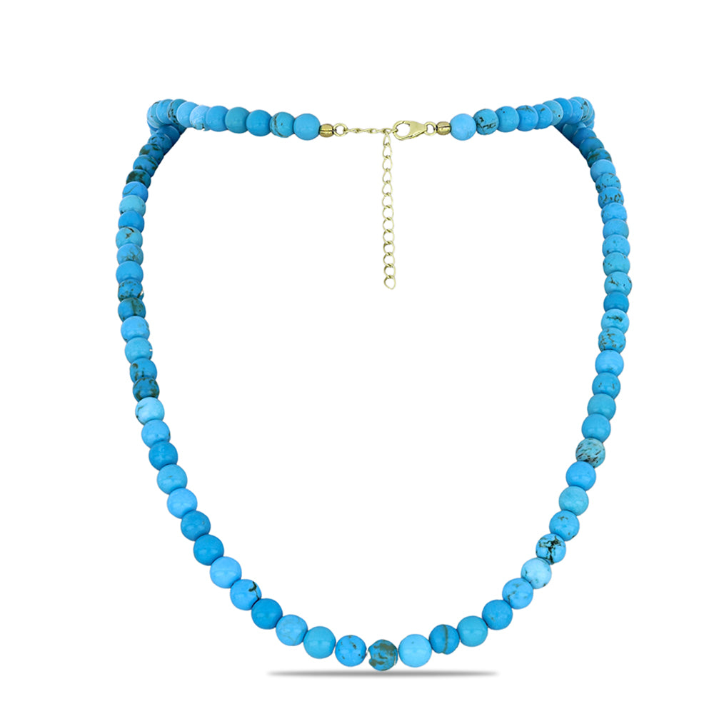 Colar de Prata com Banho de Ouro com Turquesa Bela Adormecida