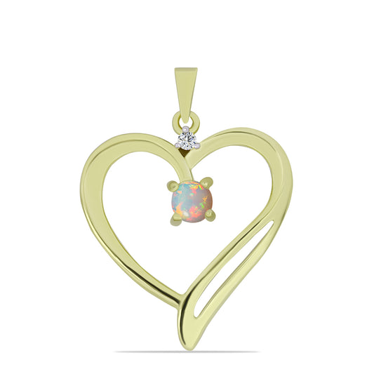 Pendente de Prata com Banho de Ouro com Opala da Etiópia de Lega Dembi e Topázio Branco