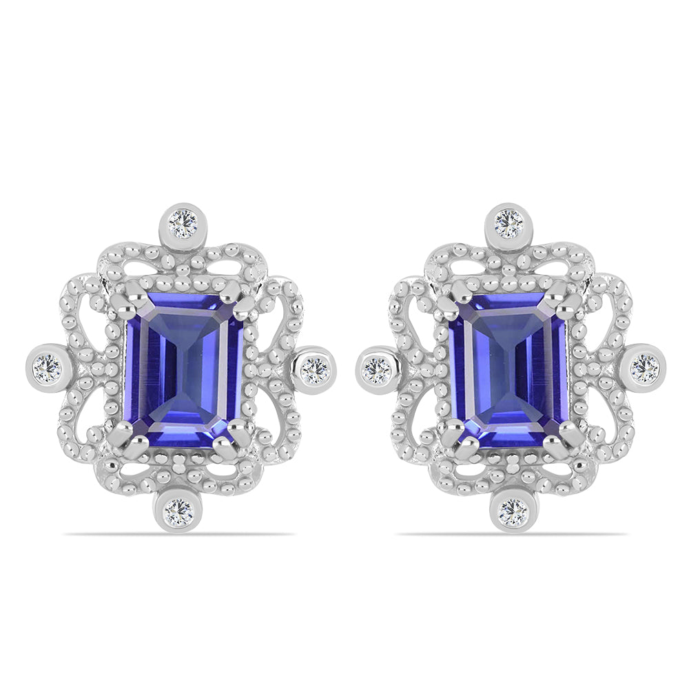 Brincos de Prata com Tanzanite e Topázio Branco