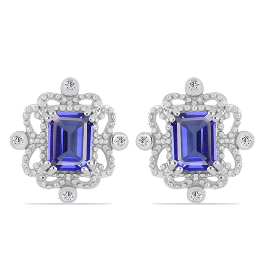 Brincos de Prata com Tanzanite e Topázio Branco