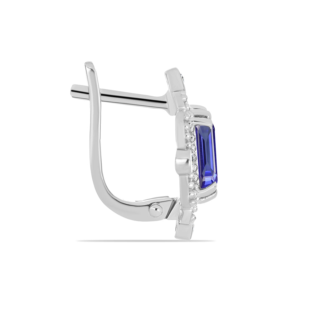 Brincos de Prata com Tanzanite e Topázio Branco 2 