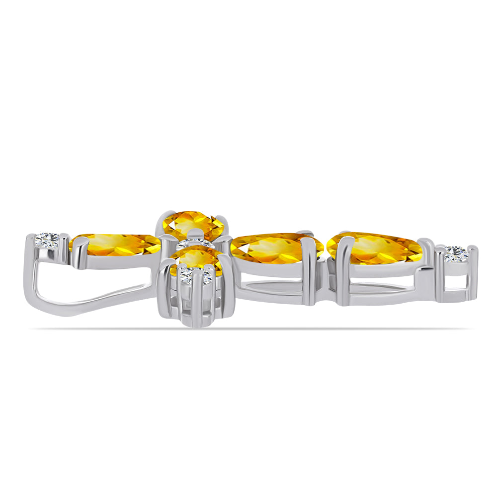 Cruz Pendente de Prata com Citrino de Ural e Topázio Branco 2 