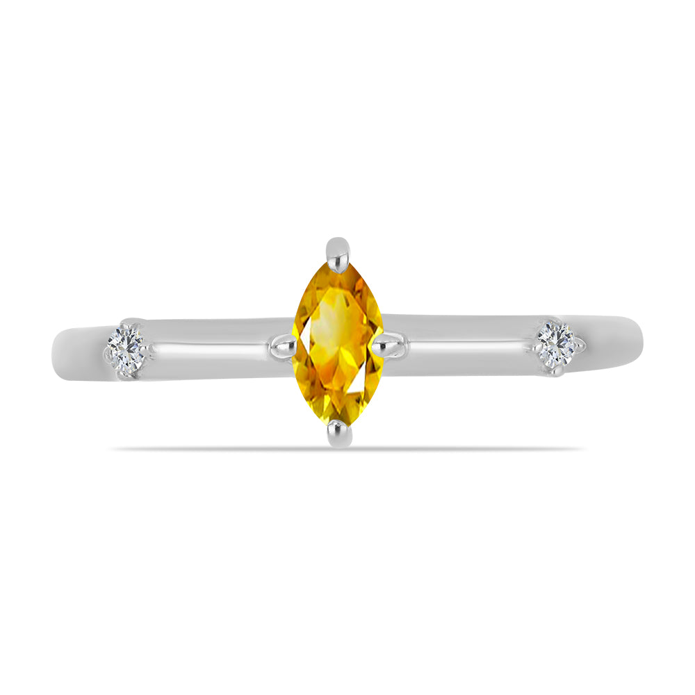 Anel de Prata com Citrino de Ural e Topázio Branco