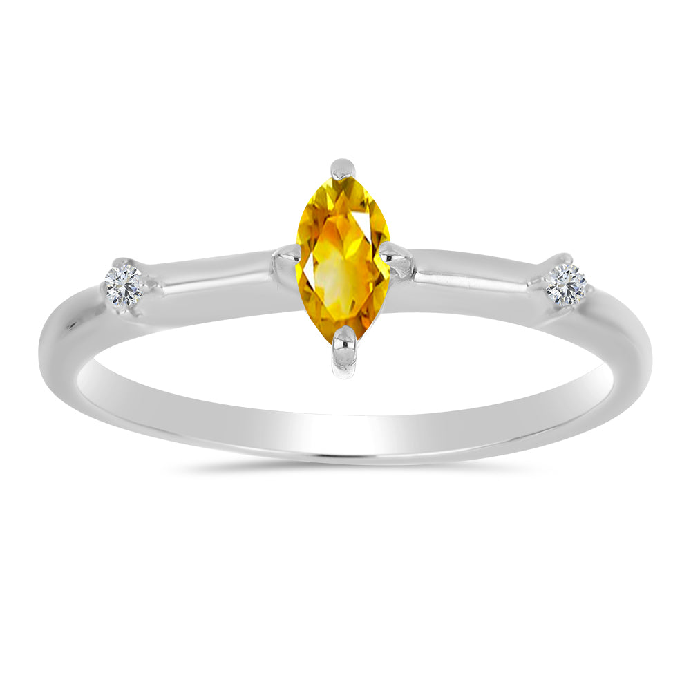 Anel de Prata com Citrino de Ural e Topázio Branco