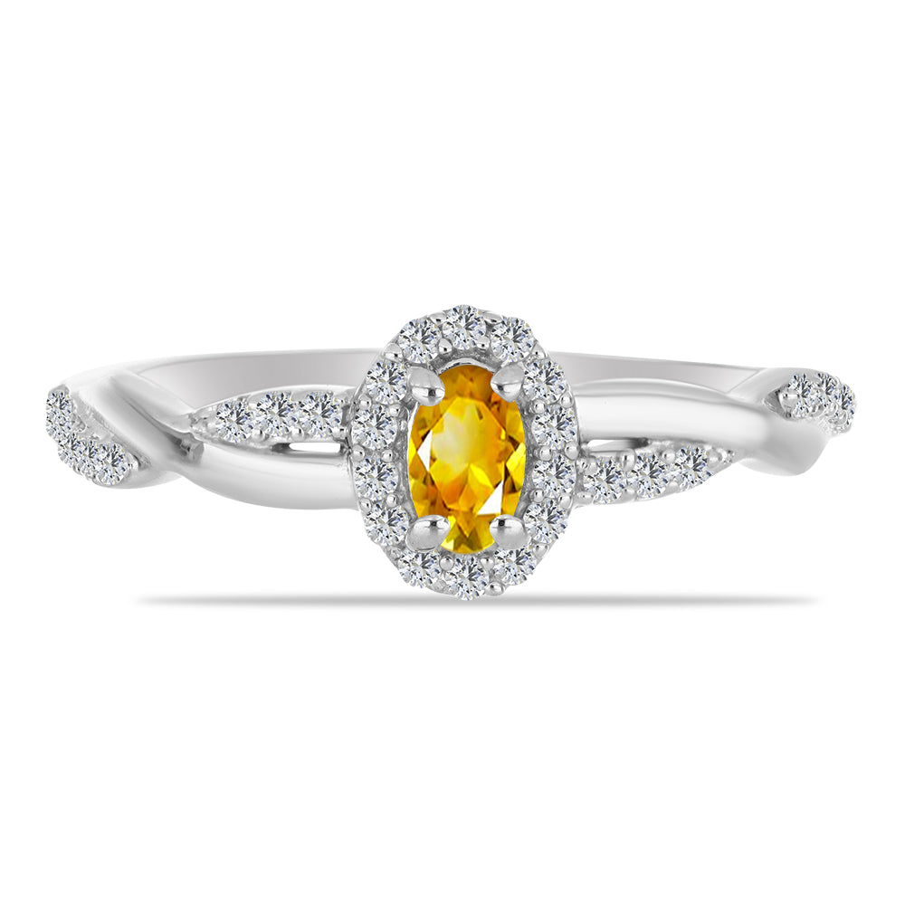 Anel de Prata com Citrino de Ural e Topázio Branco 2 