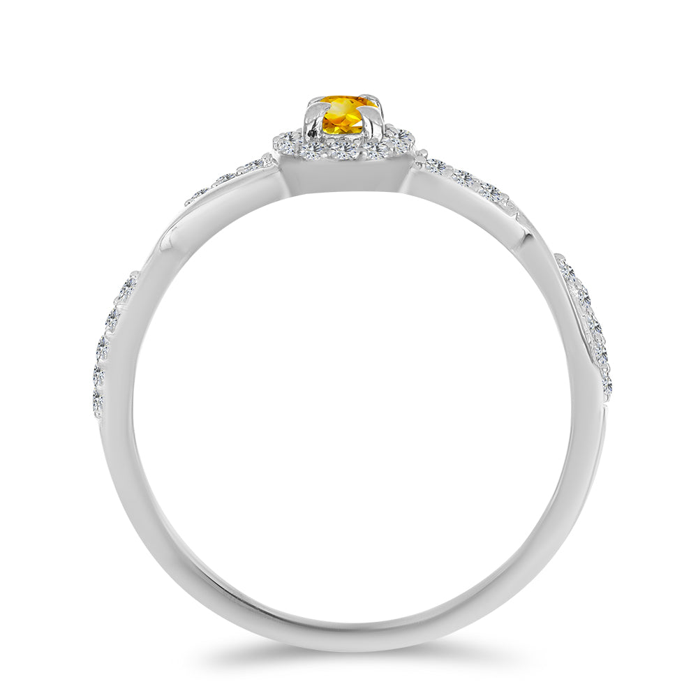 Anel de Prata com Citrino de Ural e Topázio Branco