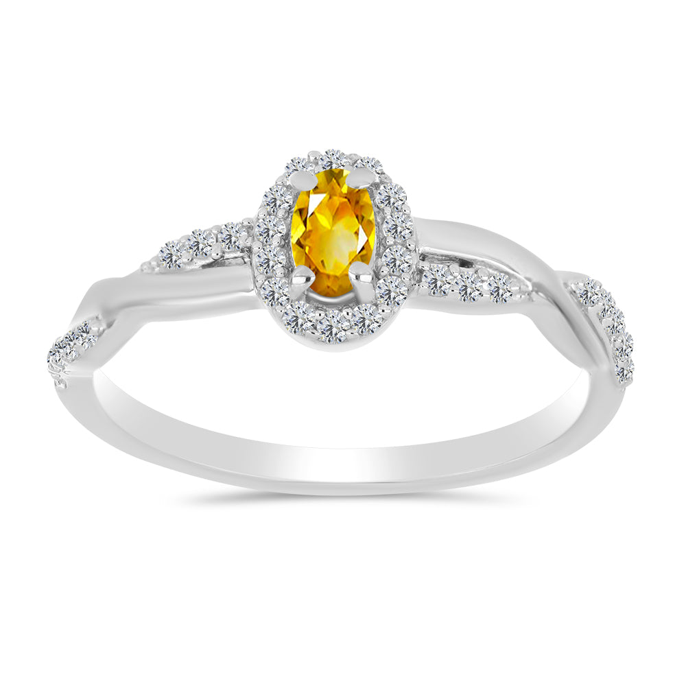 Anel de Prata com Citrino de Ural e Topázio Branco