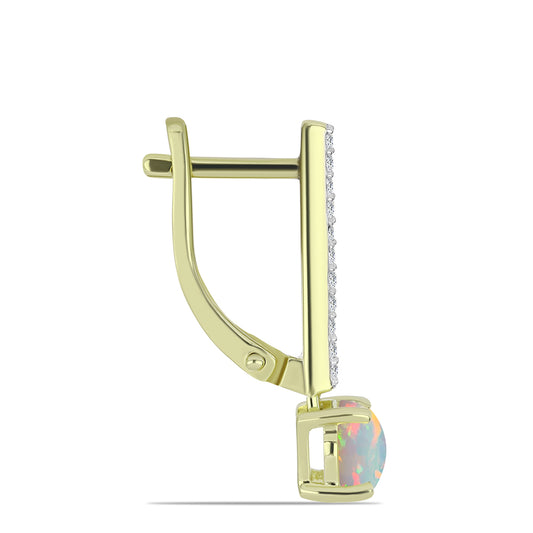 Brincos de Prata com Banho de Ouro com Opala da Etiópia de Lega Dembi e Topázio Branco