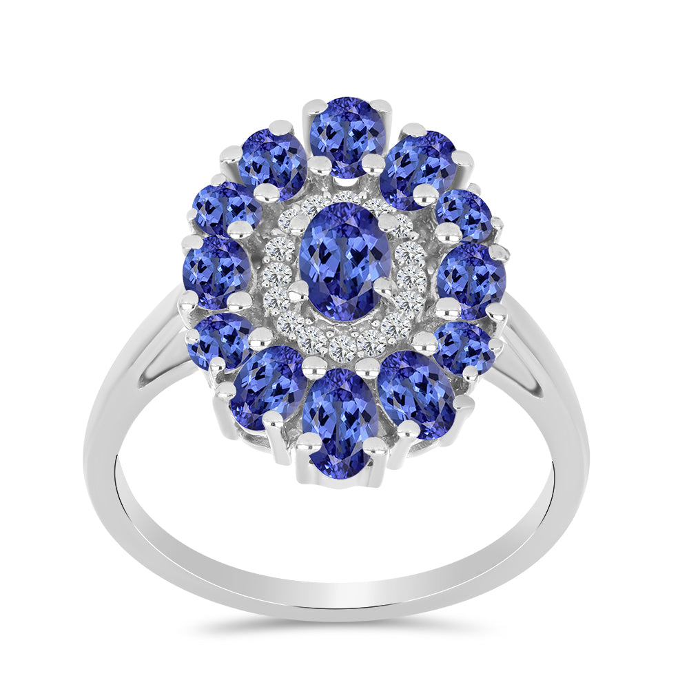 Anel de Prata com Tanzanite  Contraste: Cabeca de Veado (800) 3 