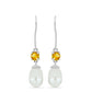 Brincos de Prata com Citrino de Ural e Pérola Branca de Água Doce