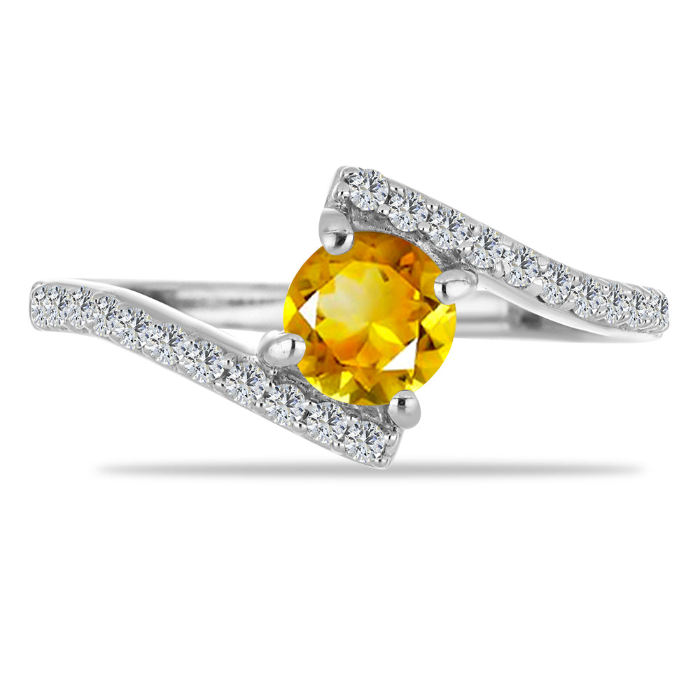 Anel de Prata com Citrino de Ural e Topázio Branco 2 