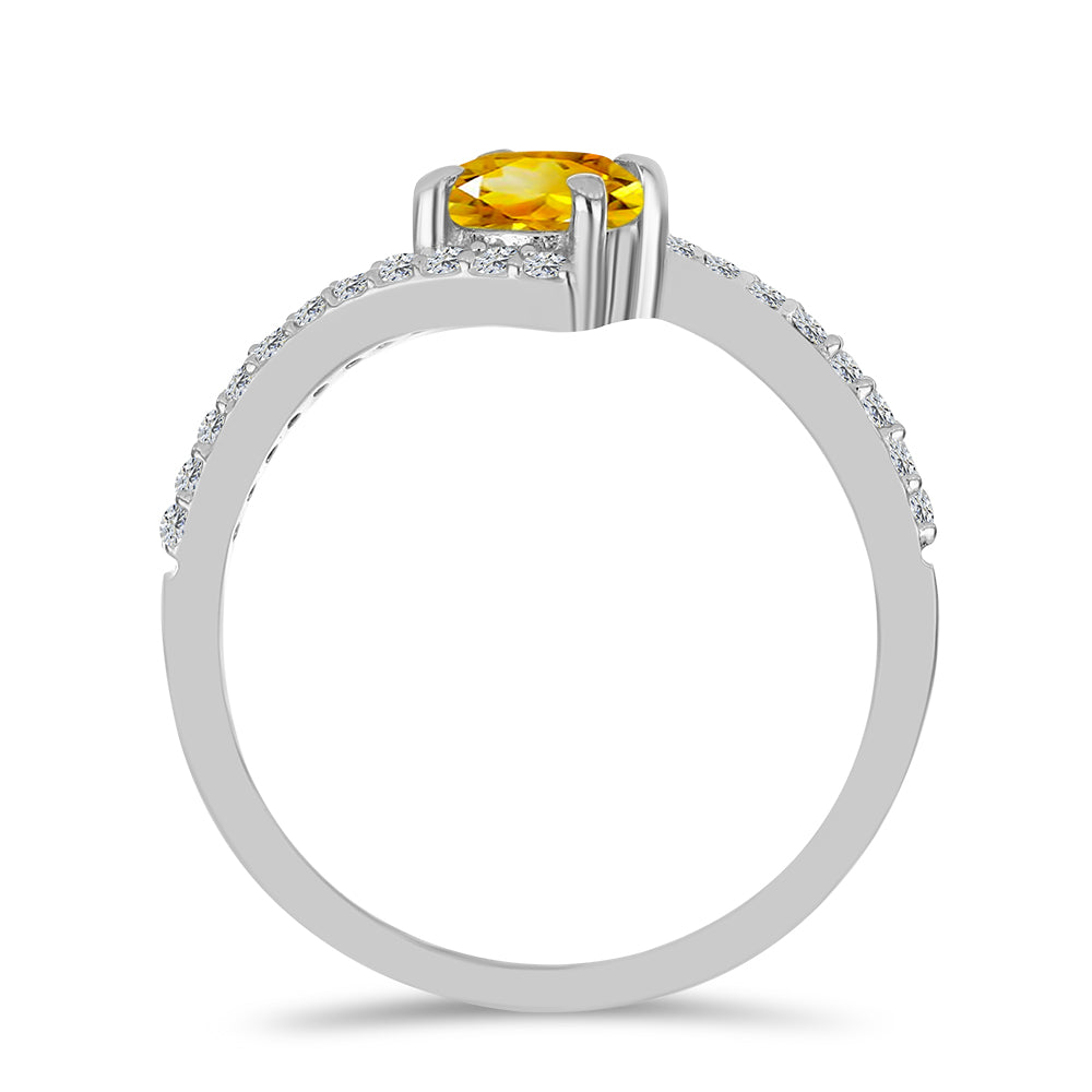 Anel de Prata com Citrino de Ural e Topázio Branco 3 