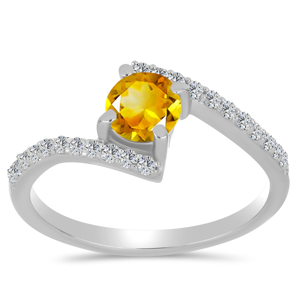 Anel de Prata com Citrino de Ural e Topázio Branco