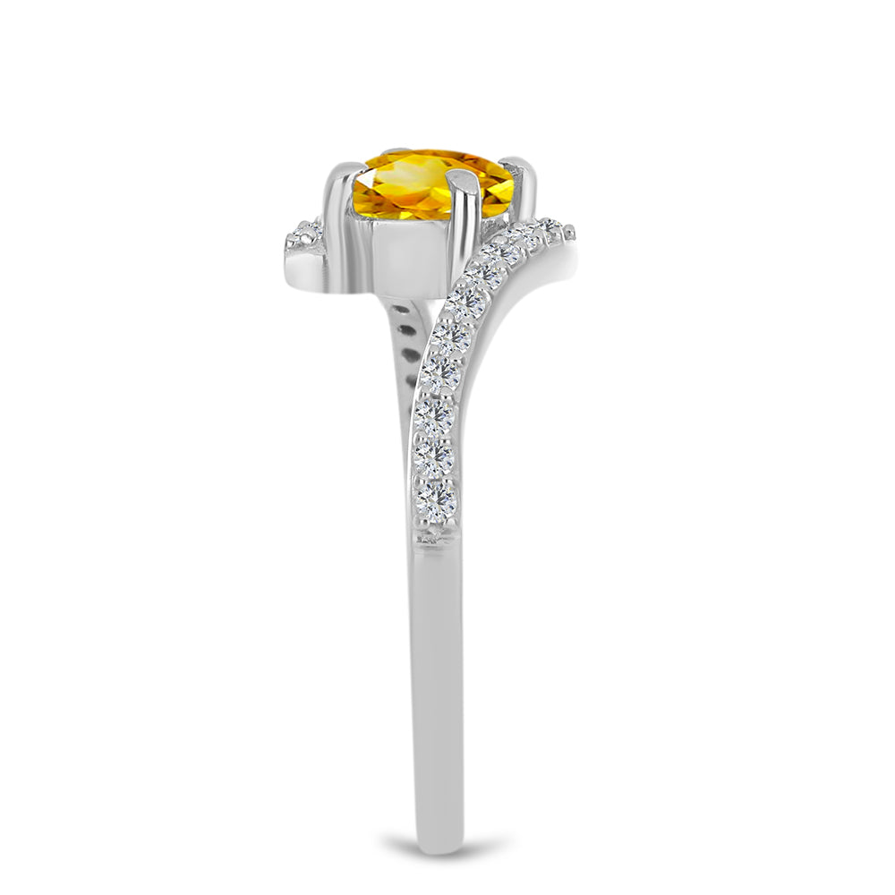 Anel de Prata com Citrino de Ural e Topázio Branco 4 