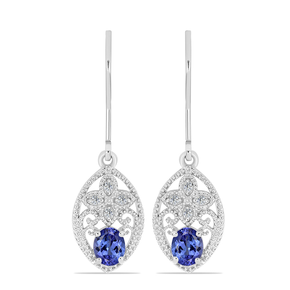 Brincos de Prata com Tanzanite e Topázio Branco 1 
