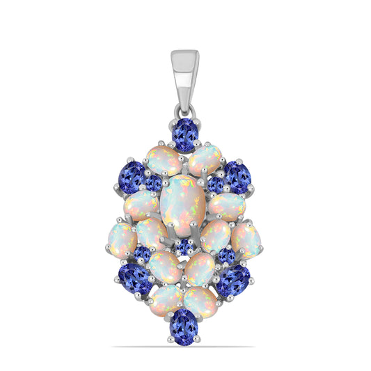 Pendente de Prata com Tanzanite e Opala da Etiópia de Lega Dembi