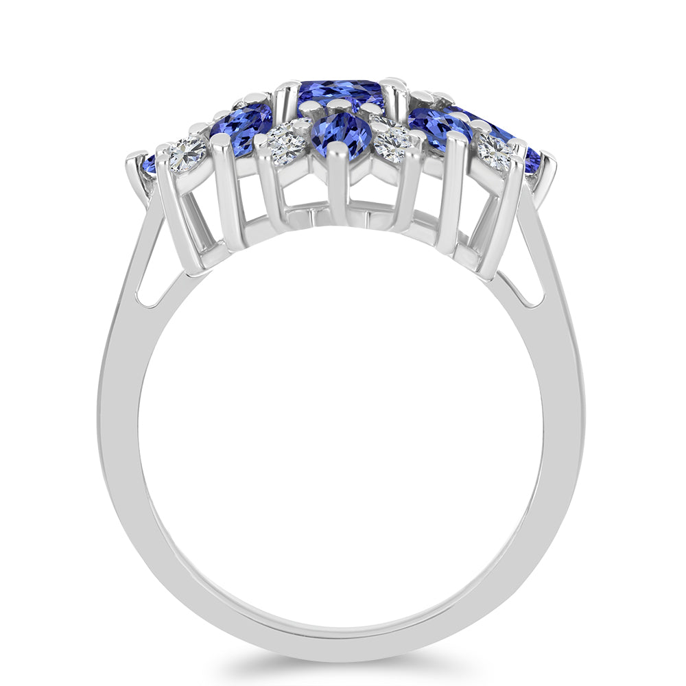 Anel de Prata com Tanzanite e Zircão Branco  Contraste: Cabeca de Veado (800) 2 