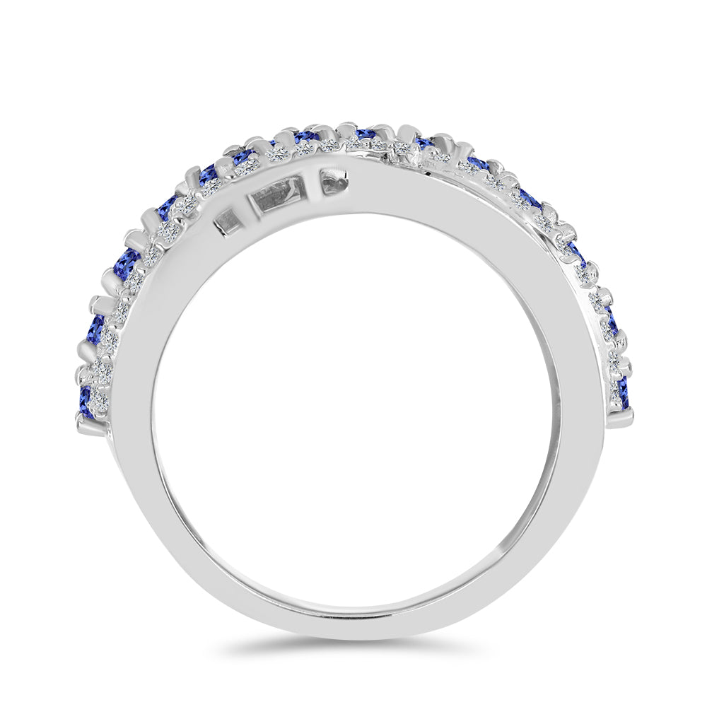 Anel de Prata com Tanzanite e Topázio Branco  Contraste: Cabeca de Veado (800) 2 