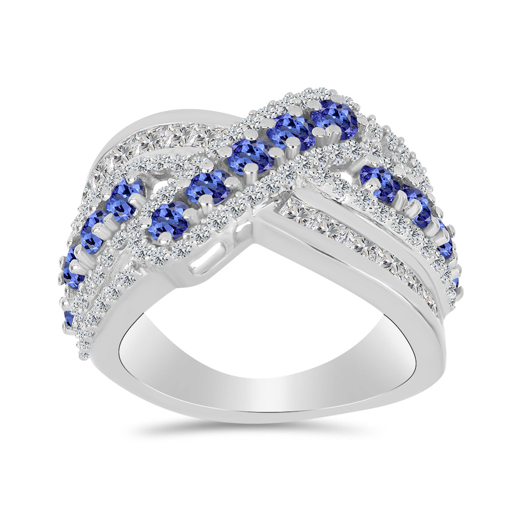 Anel de Prata com Tanzanite e Topázio Branco  Contraste: Cabeca de Veado (800) 3 