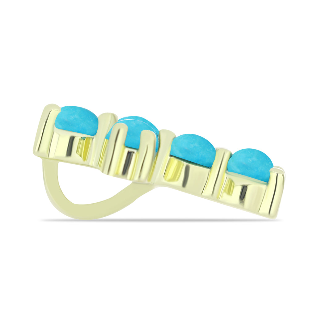 Cruz Pendente de Prata com Banho de Ouro com Turquesa Bela Adormecida 2 