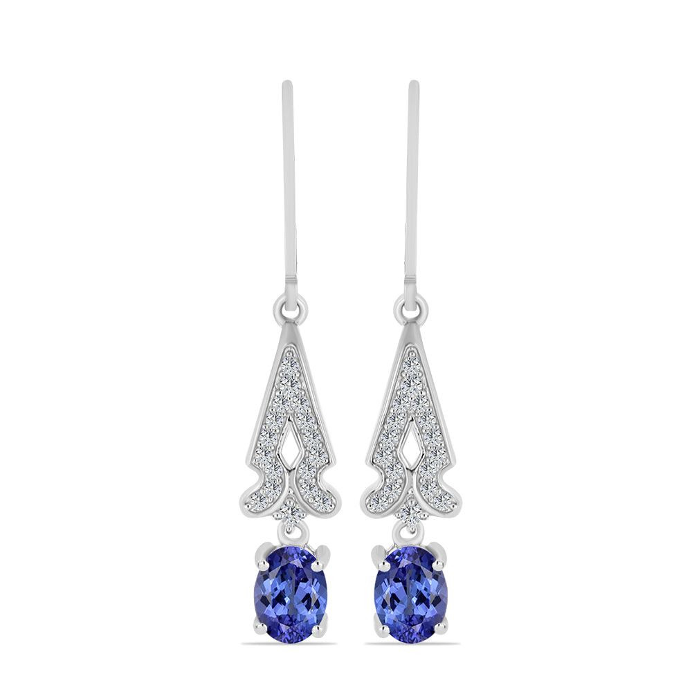 Brincos de Prata com Tanzanite e Topázio Branco 1 