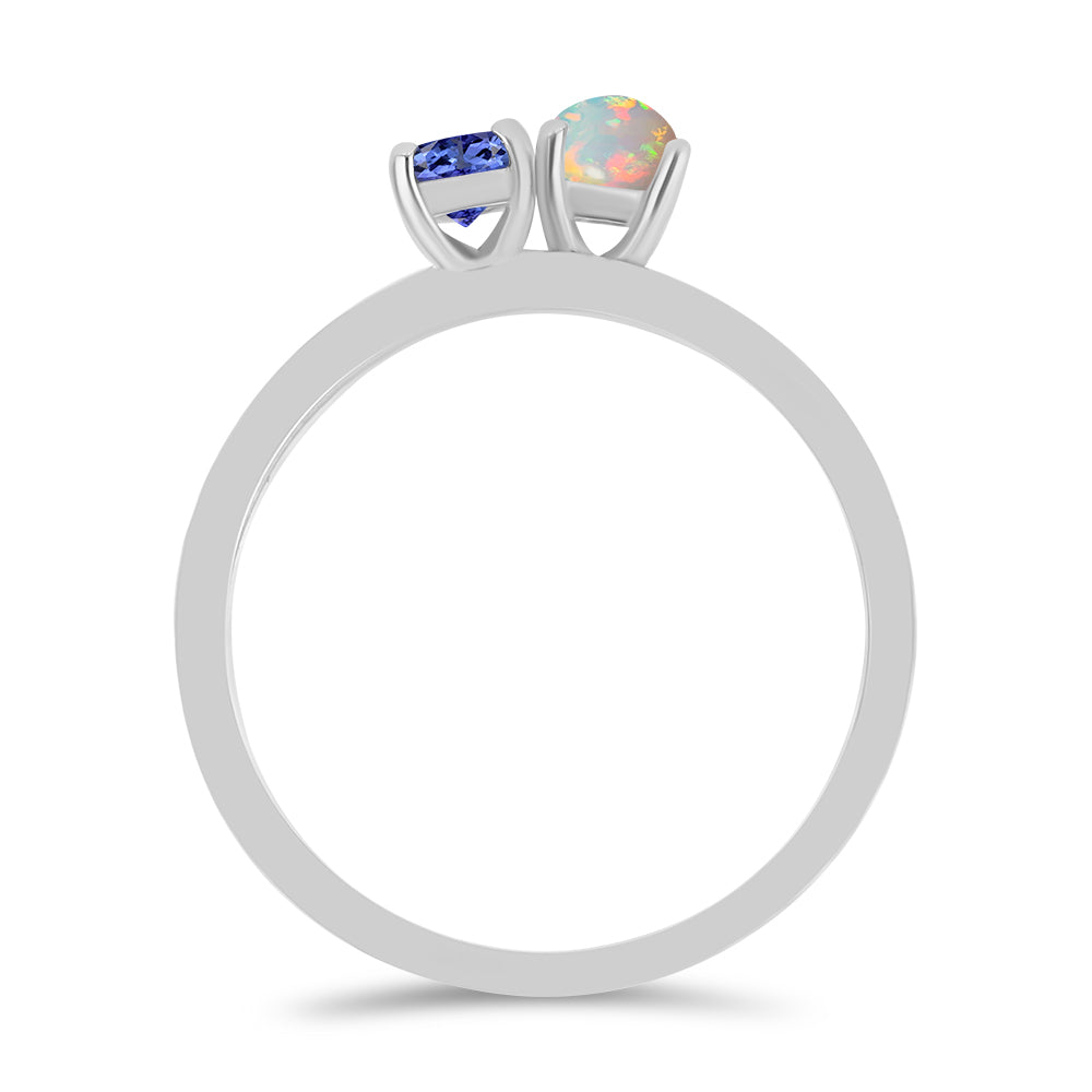 Conjunto de Prata com Tanzanite e Opala da Etiópia de Lega Dembi ( Anel )  Contraste: Cabeca de Veado (800) 2 