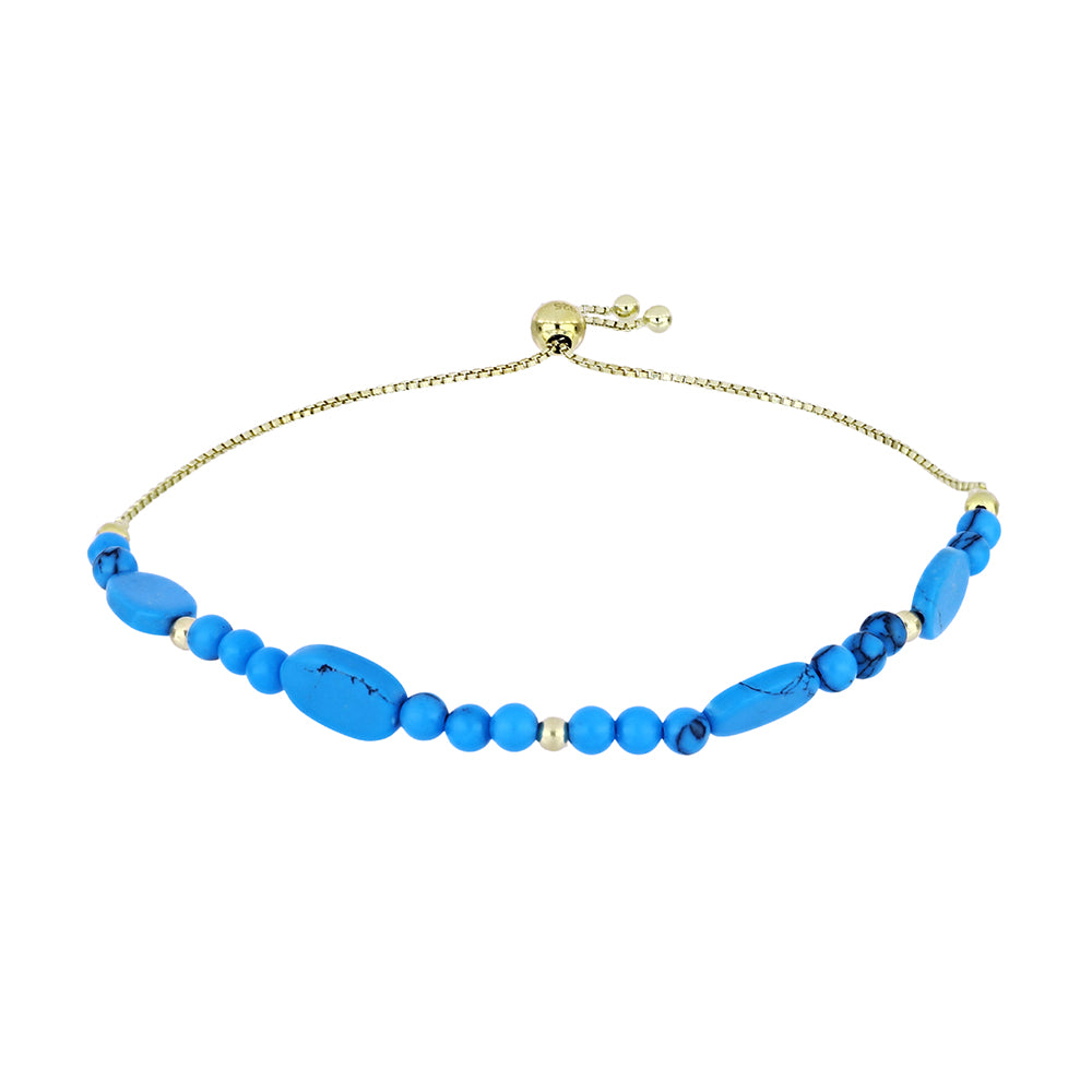 Pulseira de Prata com Banho de Ouro com Turquesa Bela Adormecida 1 