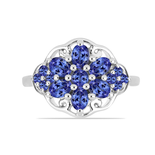 Anel de Prata com Tanzanite  Contraste: Cabeca de Veado (800)