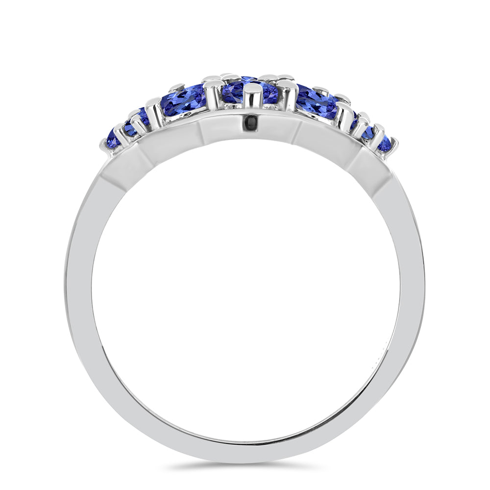 Anel de Prata com Tanzanite  Contraste: Cabeca de Veado (800)