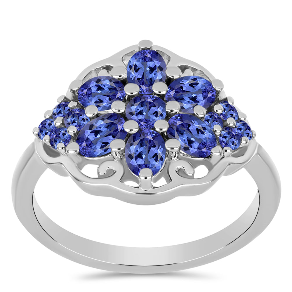 Anel de Prata com Tanzanite  Contraste: Cabeca de Veado (800)