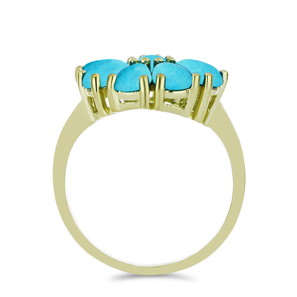 Anel de Prata com Banho de Ouro com Turquesa Bela Adormecida  Contraste: Cabeca de Veado (800) 2 