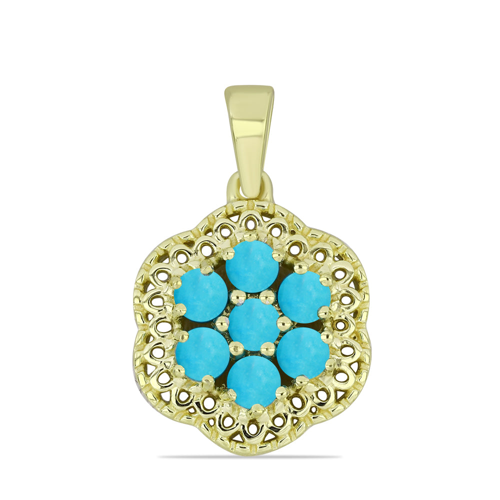 Pendente de Prata com Banho de Ouro com Turquesa Bela Adormecida