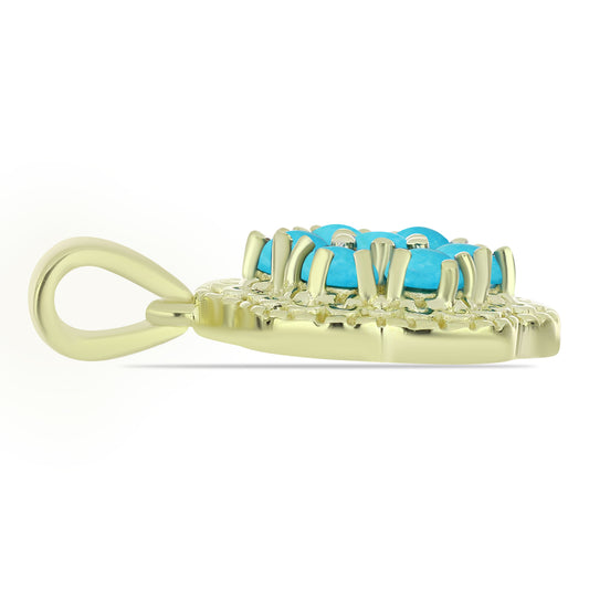 Pendente de Prata com Banho de Ouro com Turquesa Bela Adormecida