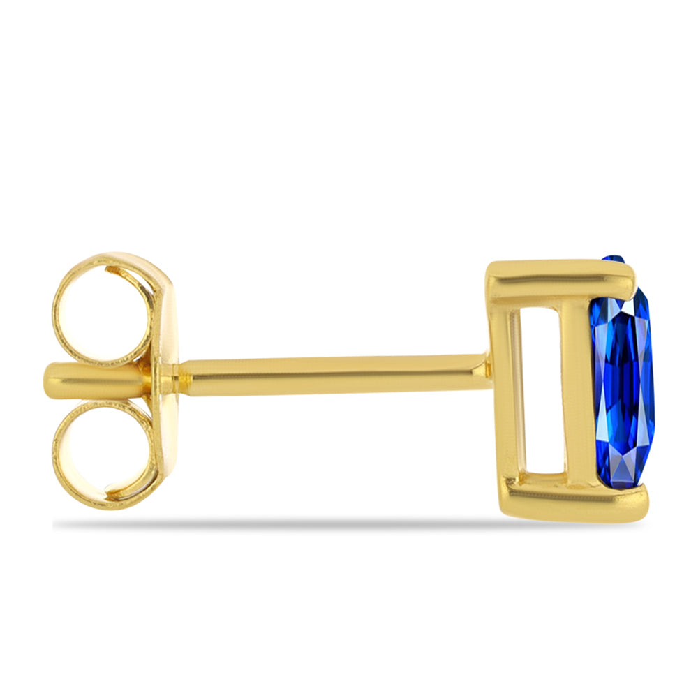 Brincos de Prata com Banho de Ouro com Safira Azul Australiana 2 