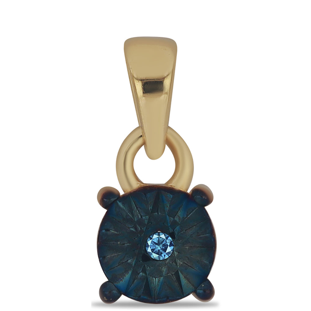 Pendente de Prata com Banho de Ouro com Diamante Azul