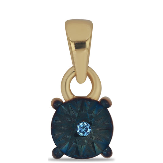 Pendente de Prata com Banho de Ouro com Diamante Azul