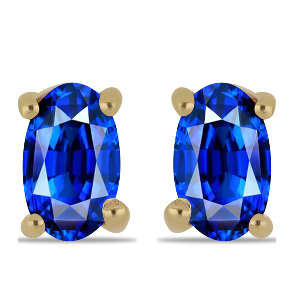 Brincos de Prata com Banho de Ouro com Safira Azul Australiana