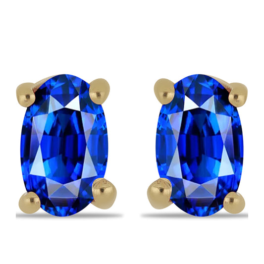 Brincos de Prata com Banho de Ouro com Safira Azul Australiana