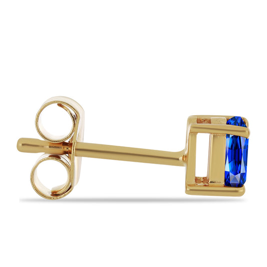 Brincos de Prata com Banho de Ouro com Safira Azul Australiana