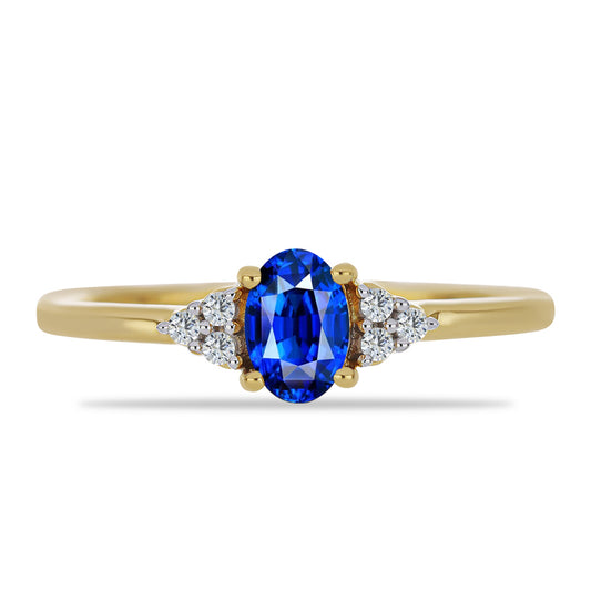 Anel de Prata com Banho de Ouro com Safira Azul Australiana e Topázio Branco