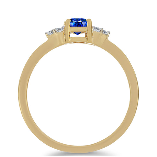 Anel de Prata com Banho de Ouro com Safira Azul Australiana e Topázio Branco