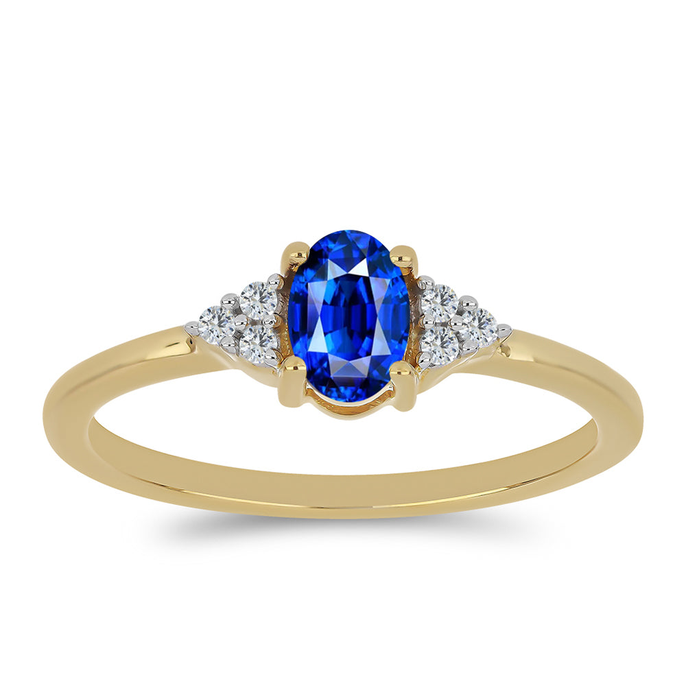 Anel de Prata com Banho de Ouro com Safira Azul Australiana e Topázio Branco 3 