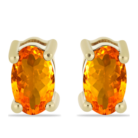 Conjunto de Prata com Banho de Ouro com Granada de Barton e Citrino de Ural ( Brincos )