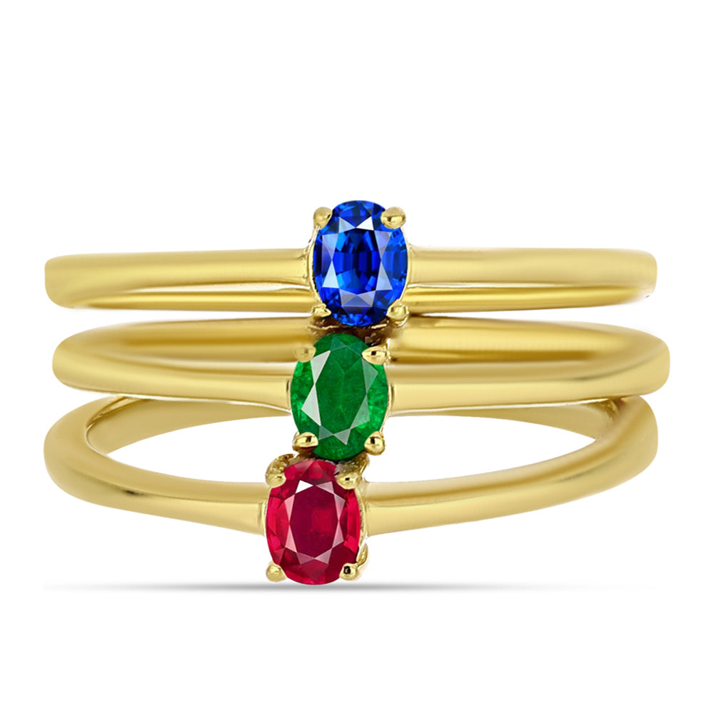 Conjunto de Prata com Banho de Ouro com Rubi Artificial e Esmeralda Artificial ( Anel )  Contraste: Cabeca de Veado (800)