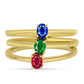 Conjunto de Prata com Banho de Ouro com Rubi Artificial e Esmeralda Artificial ( Anel )  Contraste: Cabeca de Veado (800)