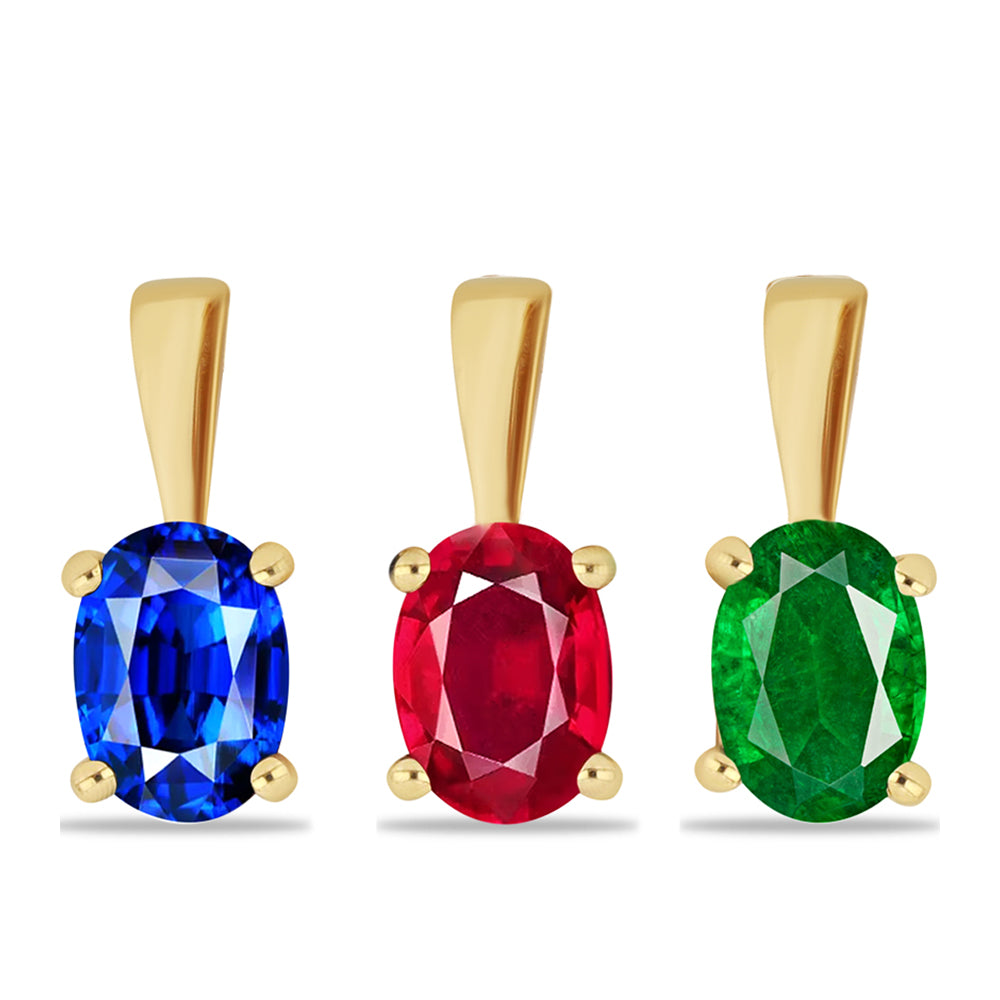 Conjunto de Prata com Banho de Ouro com Rubi Artificial e Esmeralda Artificial ( Pendente ) 1 