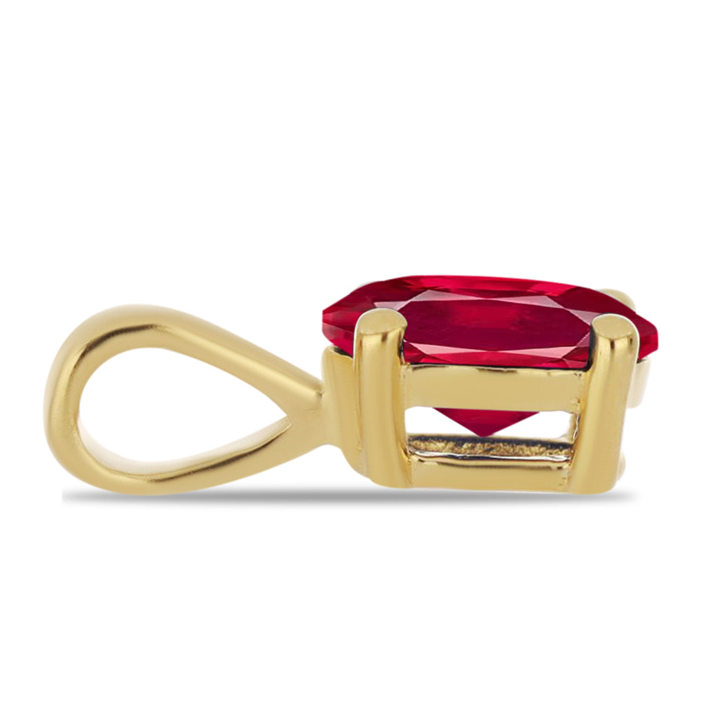 Conjunto de Prata com Banho de Ouro com Rubi Artificial e Esmeralda Artificial ( Pendente )