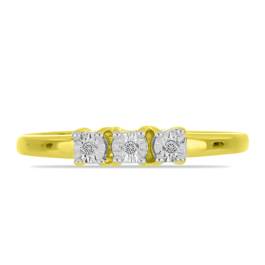 Anel de Prata com Banho de Ouro com Diamante Branco